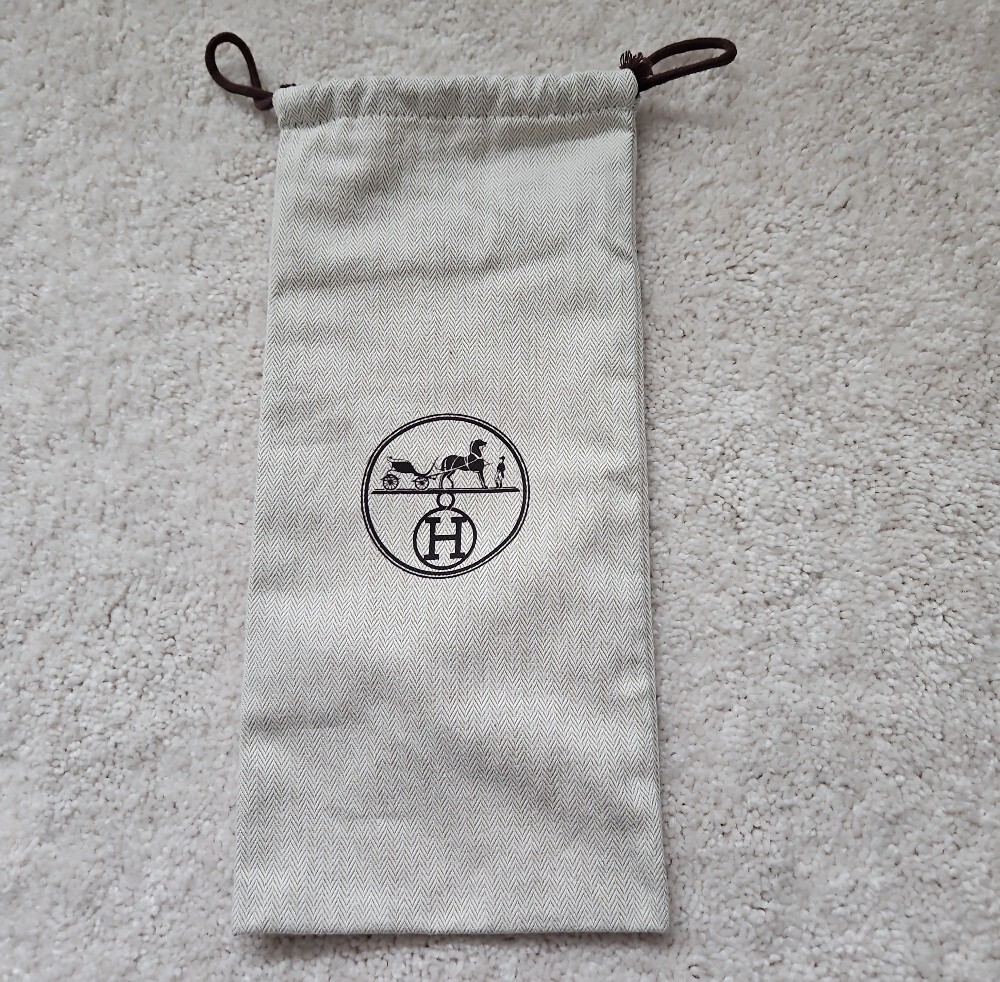 Hermès Drawstring Dust Bag with Carriage Logo - Cream 6.5wx13h